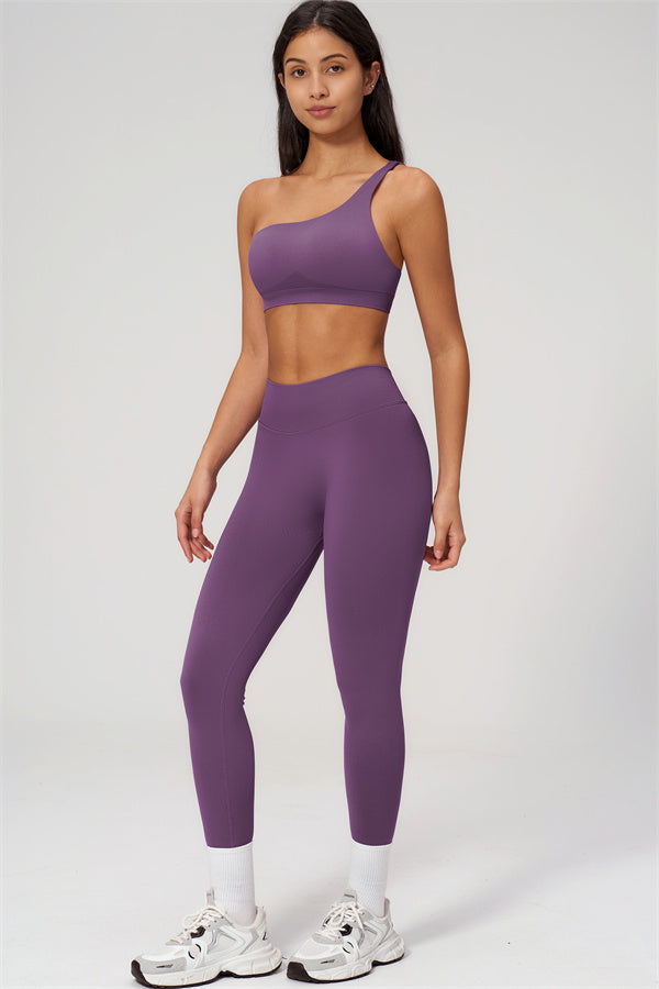 One-Shoulder Sports Bra Leggings 2-Piece Set