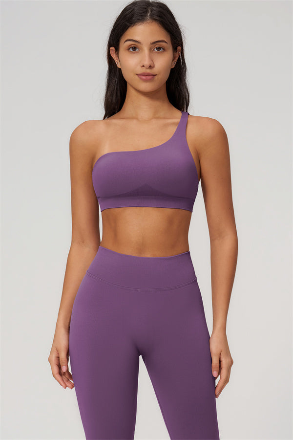 One-Shoulder Sports Bra Leggings 2-Piece Set
