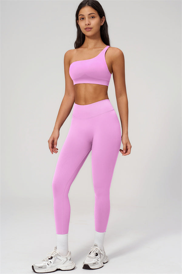 One-Shoulder Sports Bra Leggings 2-Piece Set