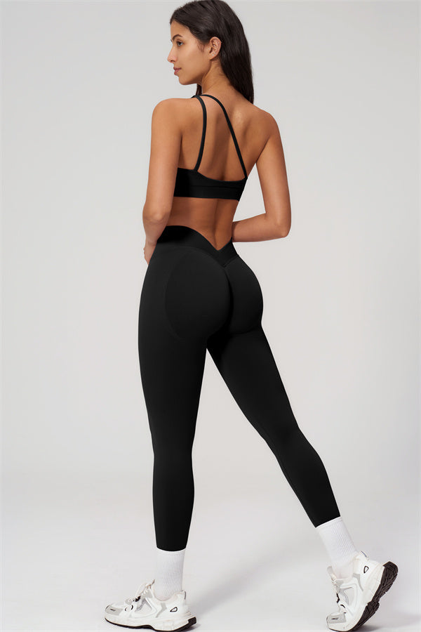 One-Shoulder Sports Bra Leggings 2-Piece Set