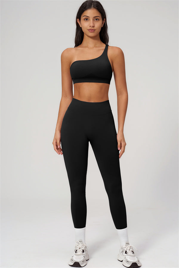 One-Shoulder Sports Bra Leggings 2-Piece Set