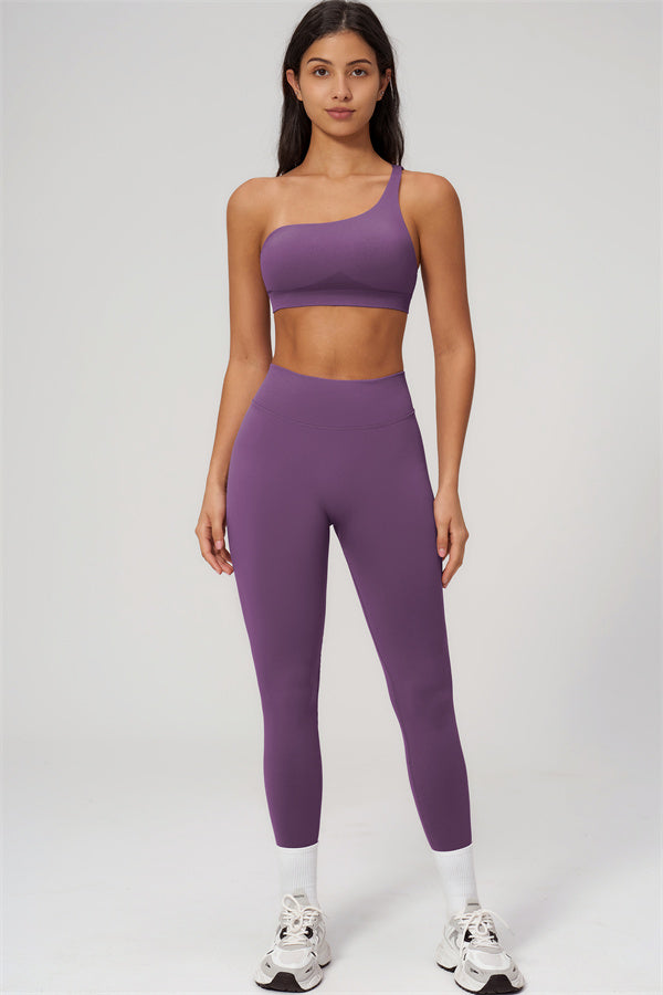 One-Shoulder Sports Bra Leggings 2-Piece Set