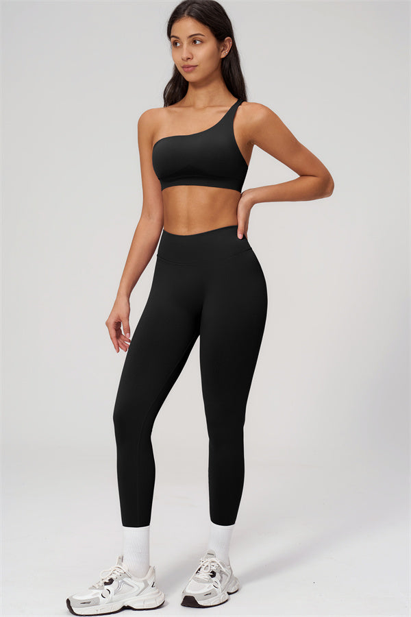 One-Shoulder Sports Bra Leggings 2-Piece Set