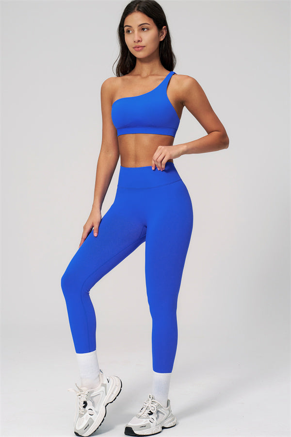 One-Shoulder Sports Bra Leggings 2-Piece Set