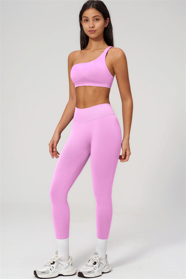 One-Shoulder Sports Bra Leggings 2-Piece Set