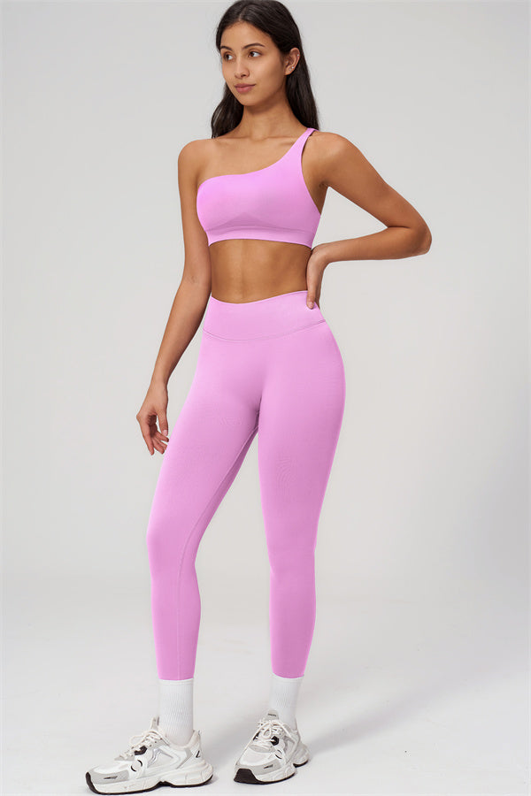 One-Shoulder Sports Bra Leggings 2-Piece Set