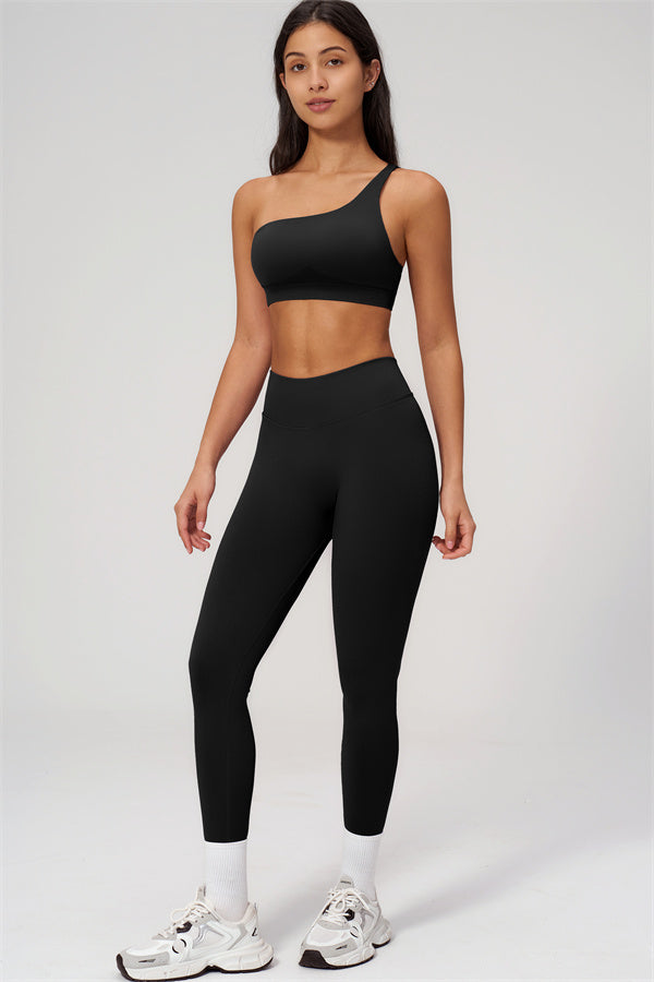 One-Shoulder Sports Bra Leggings 2-Piece Set