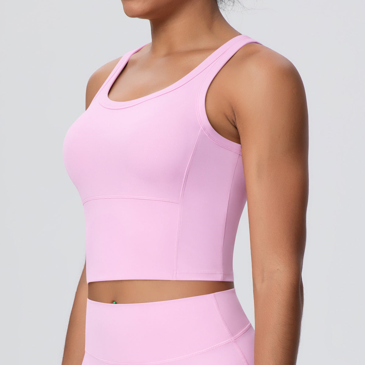 Solid Color Sports Bra with Chest Pad