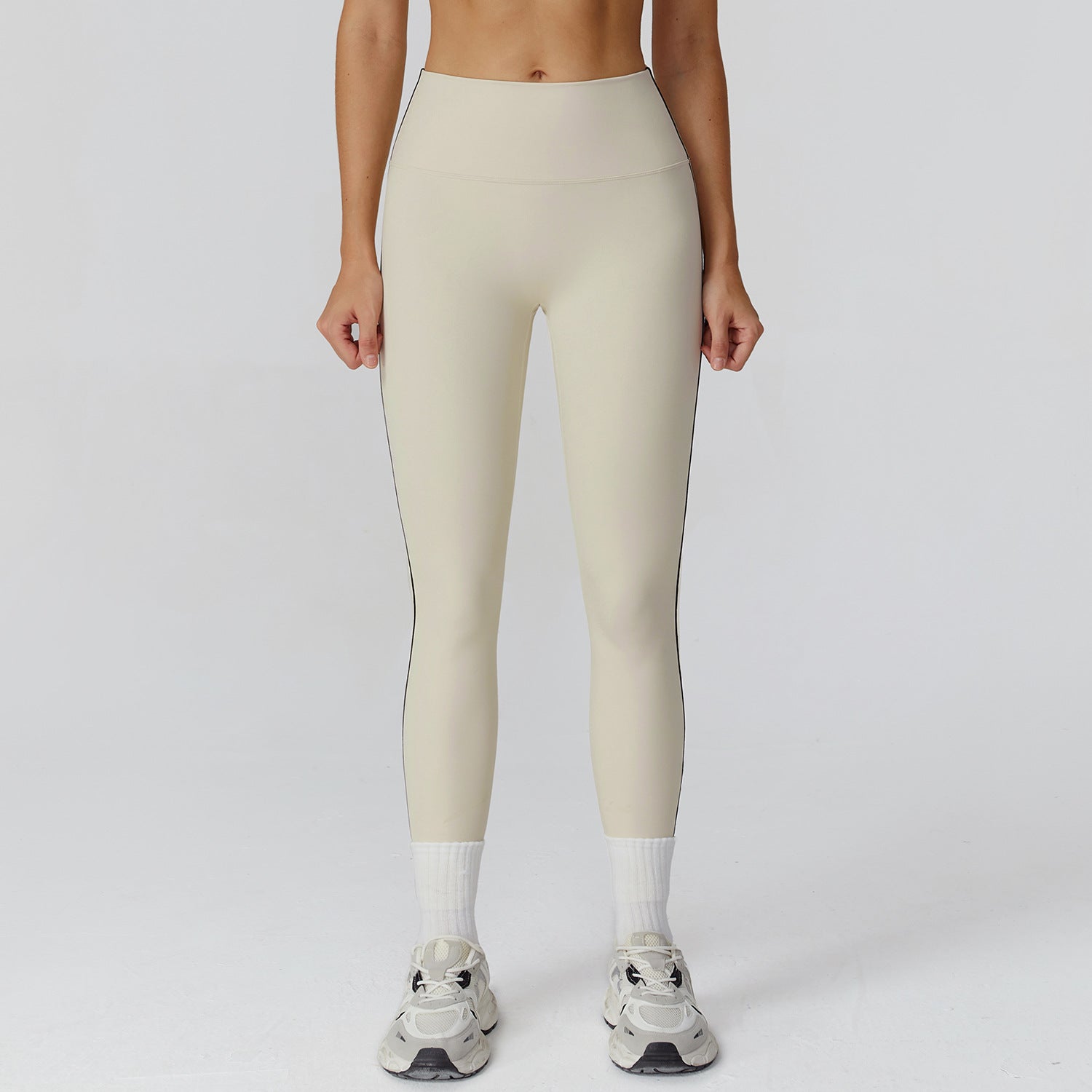 Sollinarry Contrast Color Waist Tight Pants