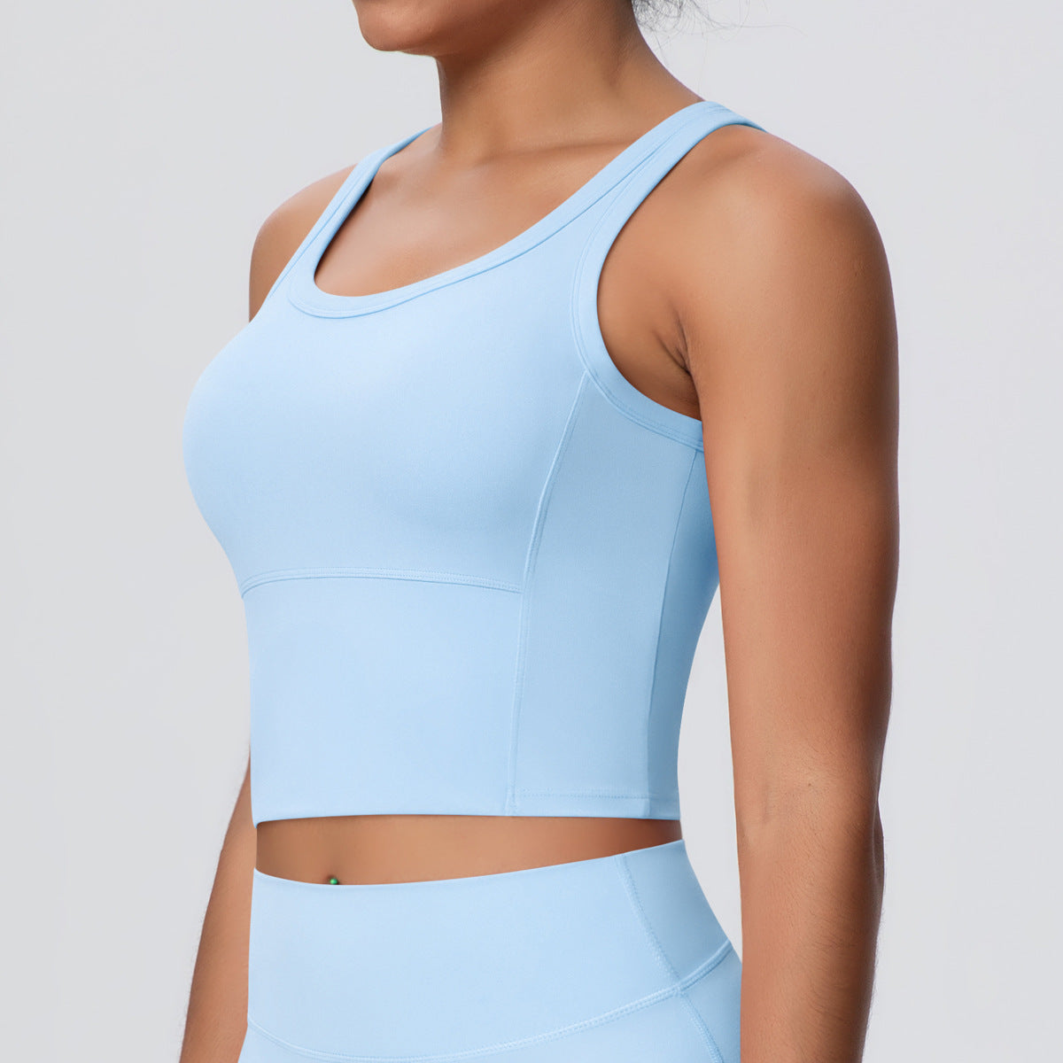 Solid Color Sports Bra with Chest Pad