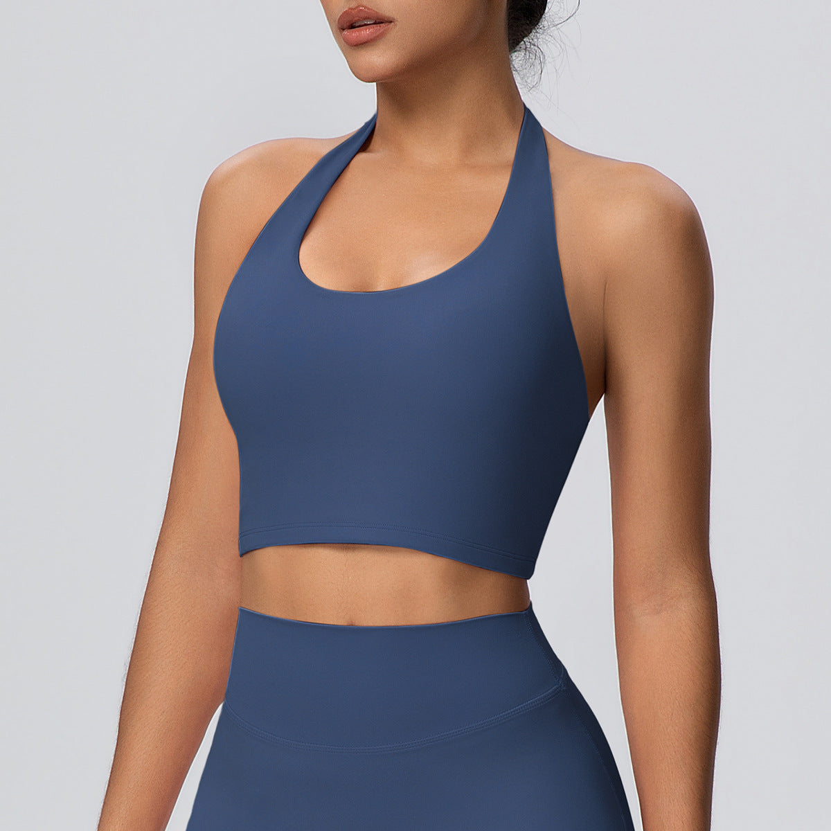 Solid Color Halter Beauty Back Sports Bra