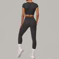 Autumn Sand Brushed Yoga Two Piece Sets Tight High Waist Hip Lifting Yoga Running Exercise Workout Outfit