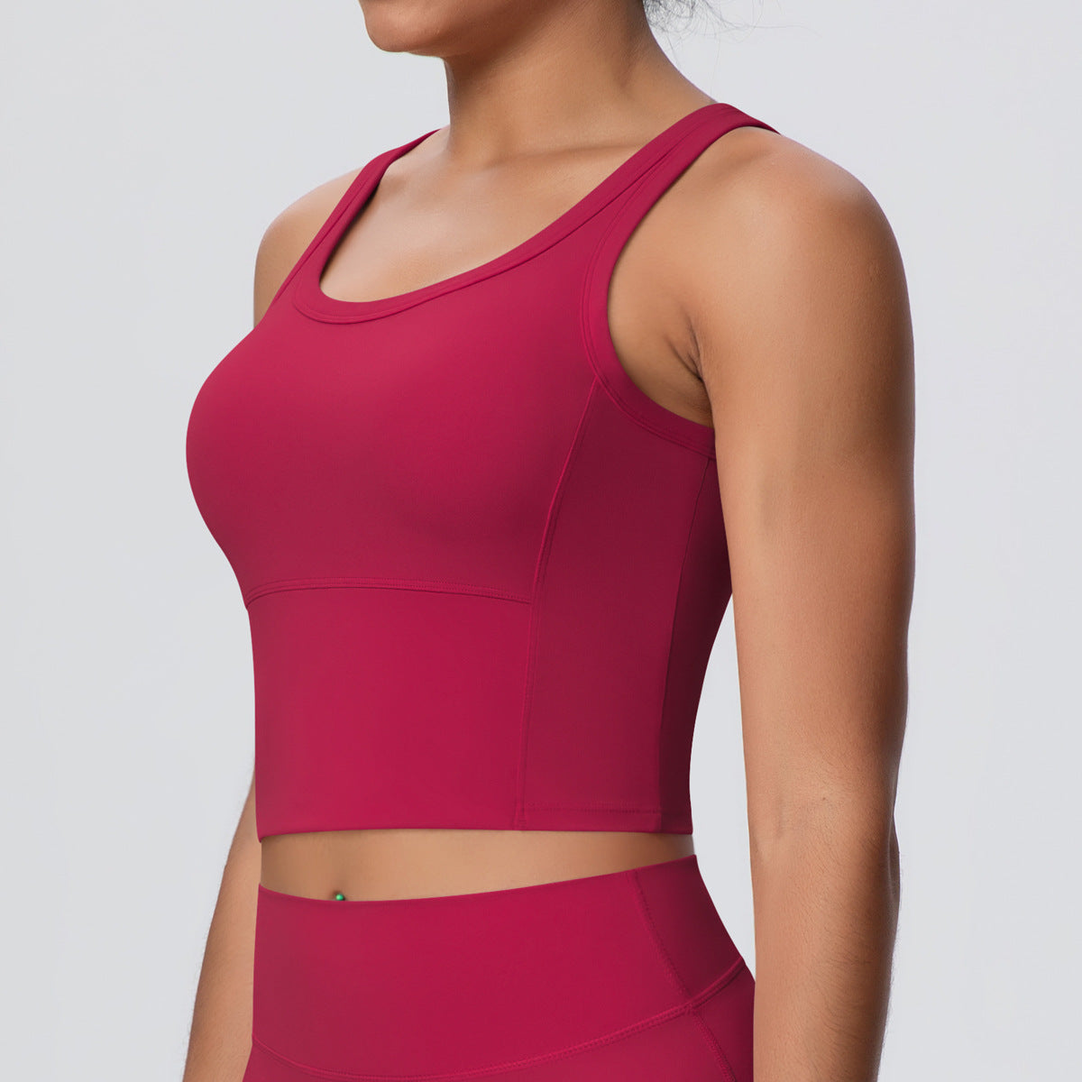 Solid Color Sports Bra with Chest Pad