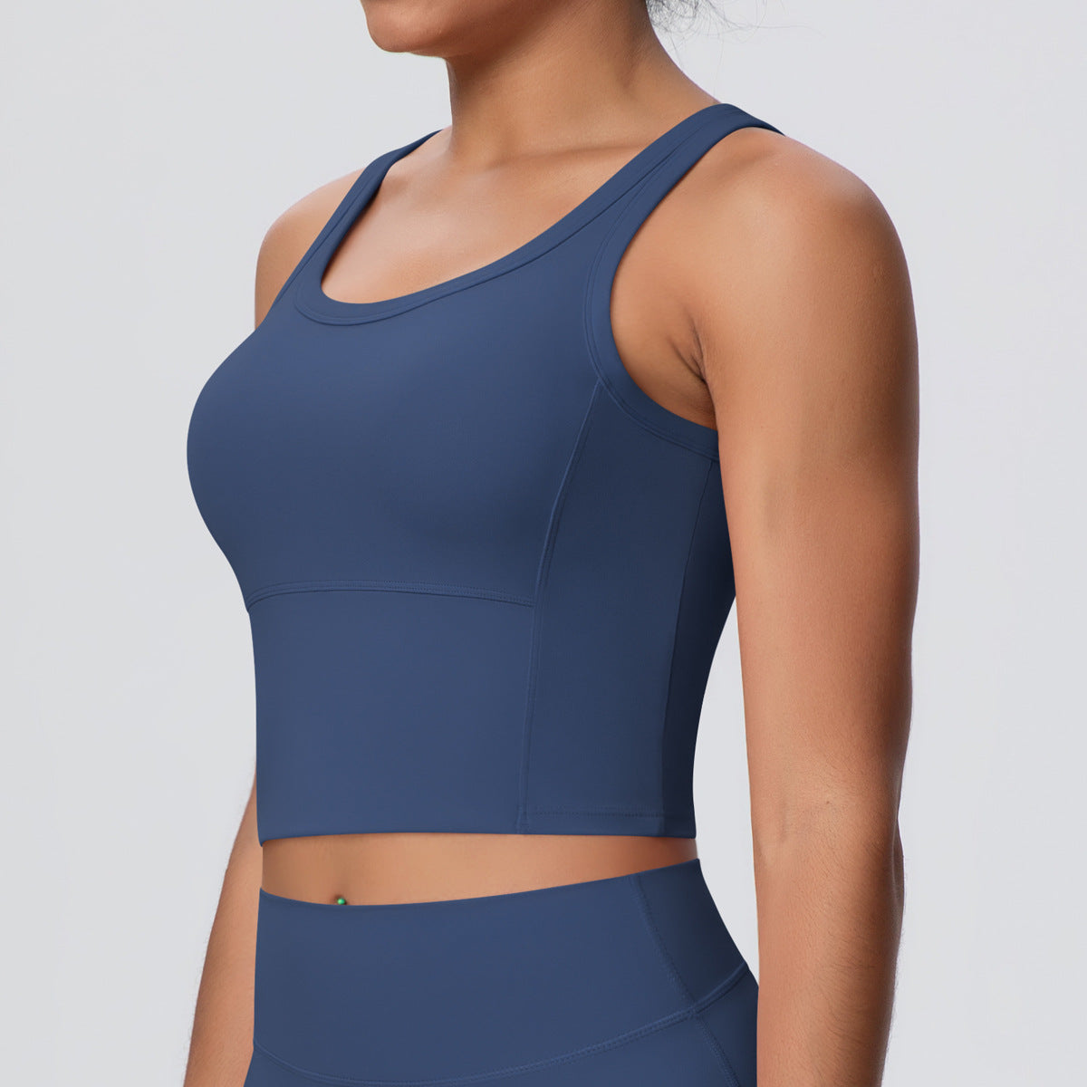 Solid Color Sports Bra with Chest Pad