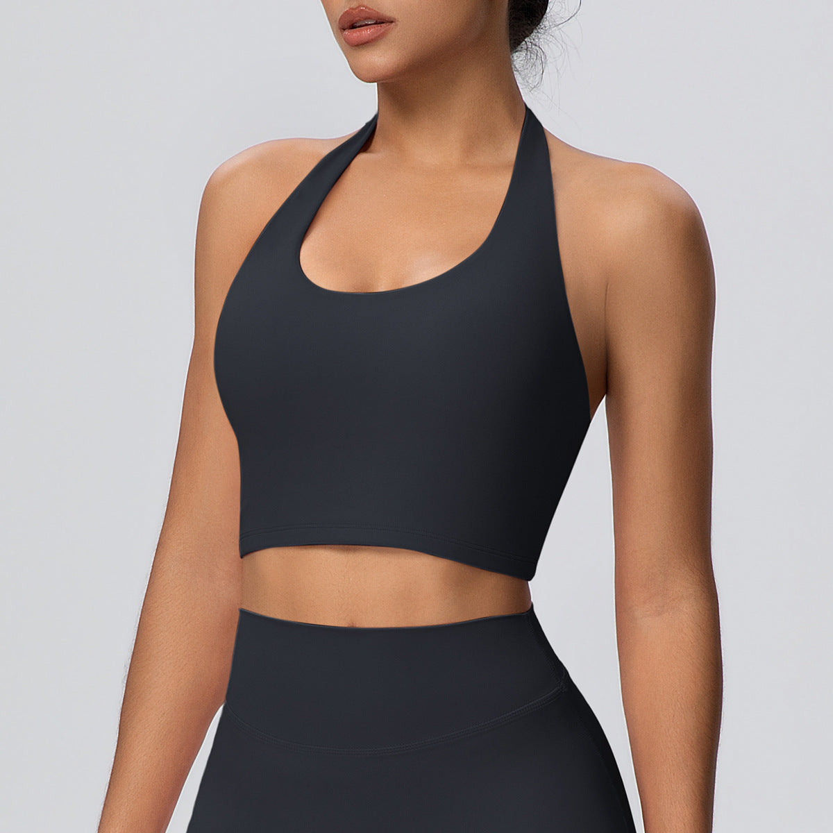 Solid Color Halter Beauty Back Sports Bra