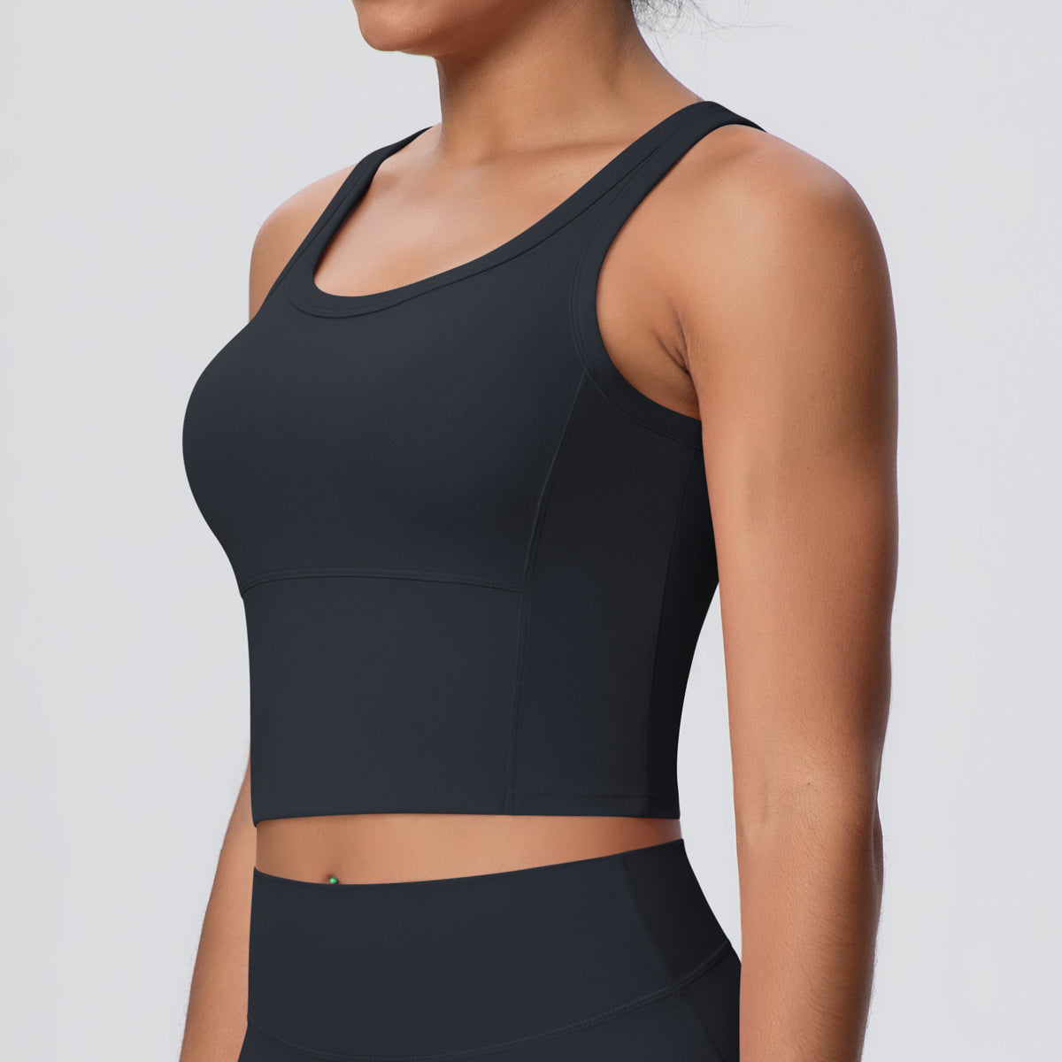 Solid Color Sports Bra with Chest Pad