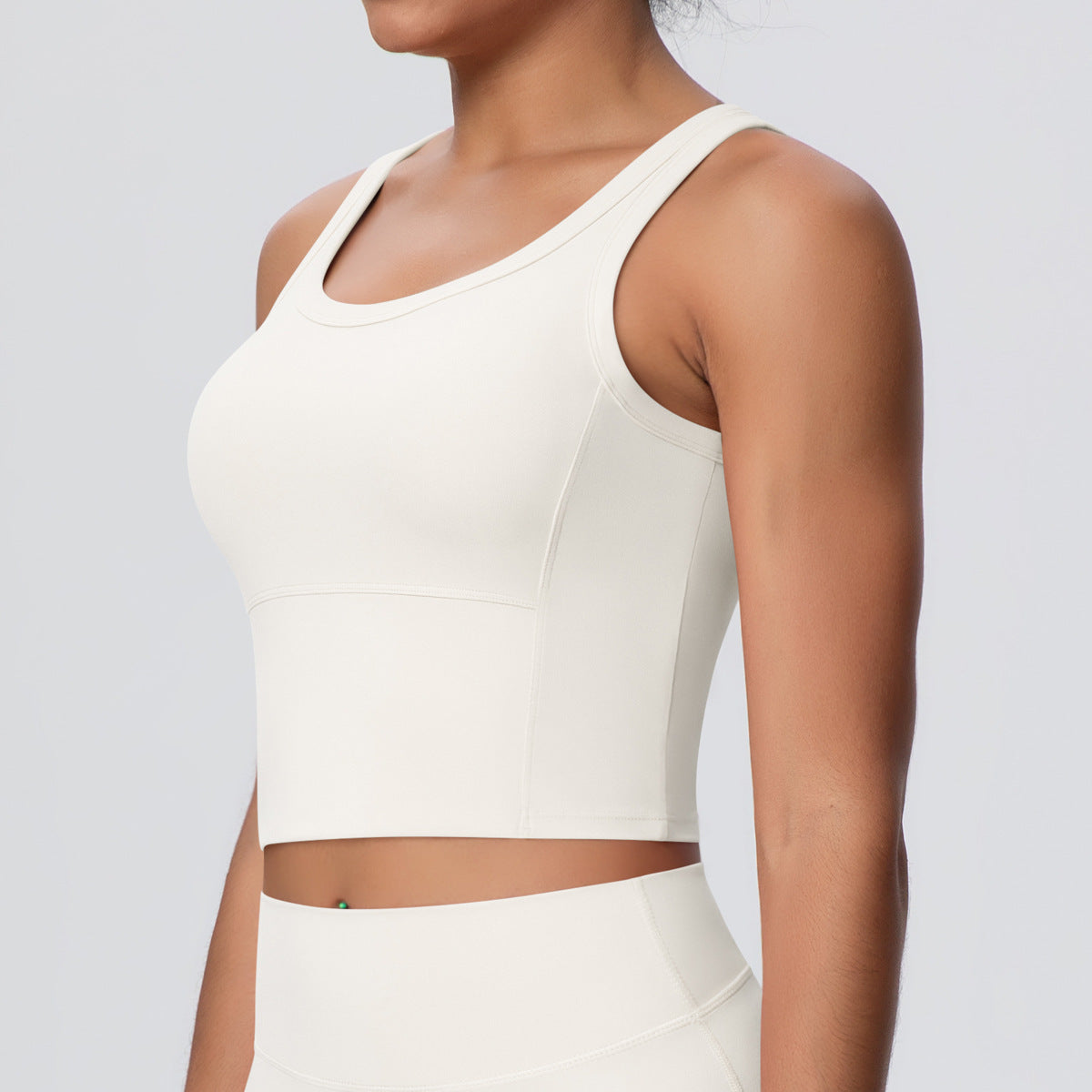 Solid Color Sports Bra with Chest Pad