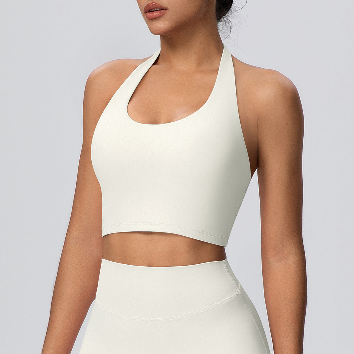 Solid Color Halter Beauty Back Sports Bra