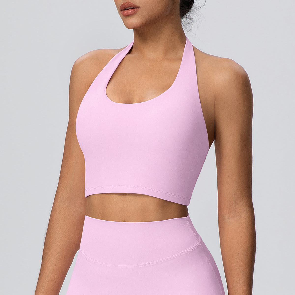 Solid Color Halter Beauty Back Sports Bra