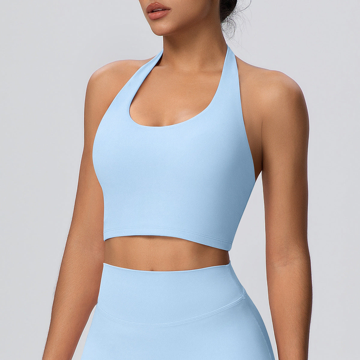 Solid Color Halter Beauty Back Sports Bra