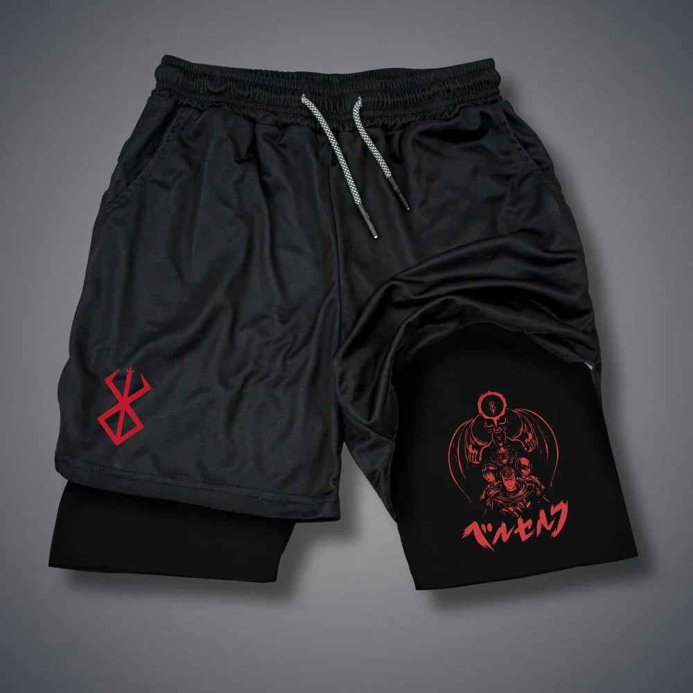 2 in 1 Compression Shorts Gym Workout Running Shorts with Phone Pockets