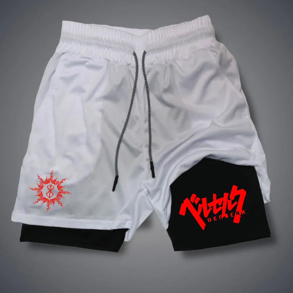 2 in 1 Compression Shorts Gym Workout Running Shorts with Phone Pockets