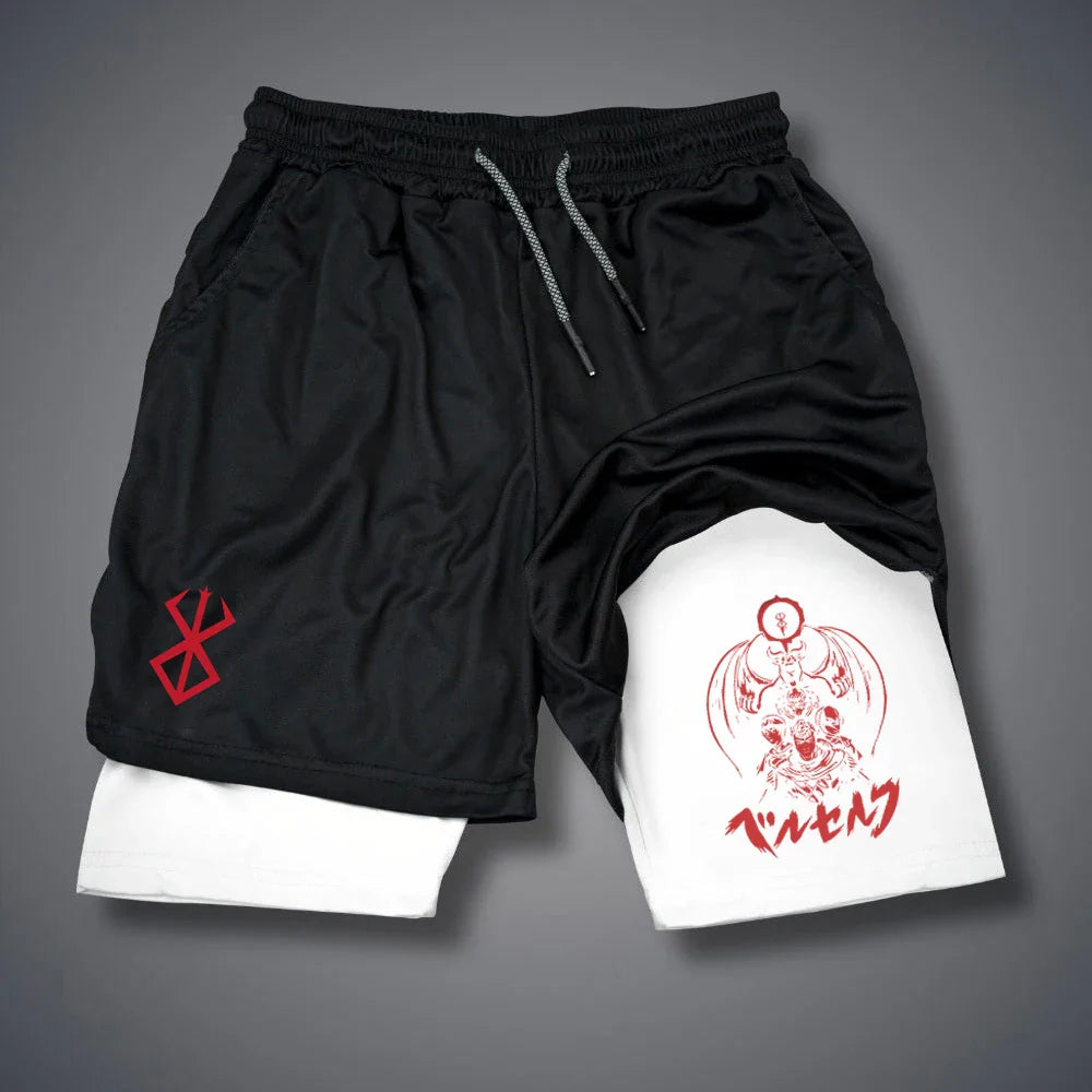 2 in 1 Compression Shorts Gym Workout Running Shorts with Phone Pockets