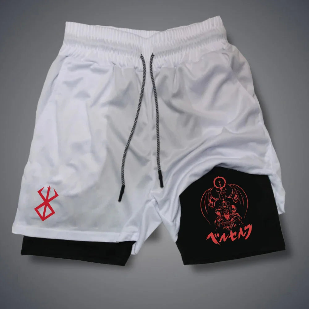 2 in 1 Compression Shorts Gym Workout Running Shorts with Phone Pockets