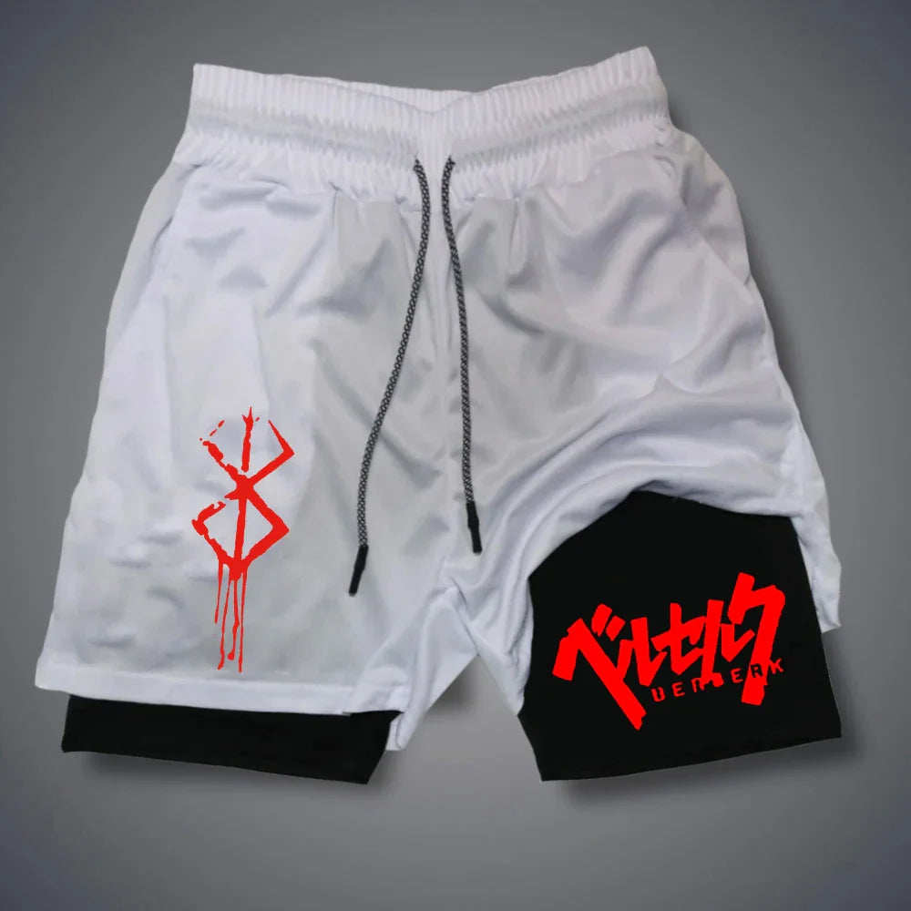 2 in 1 Compression Shorts Gym Workout Running Shorts with Phone Pockets
