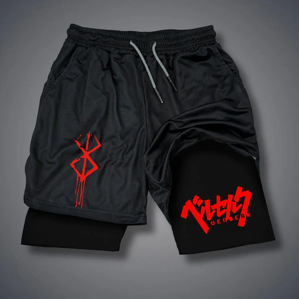 2 in 1 Compression Shorts Gym Workout Running Shorts with Phone Pockets