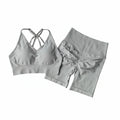 Women’s V-Back Sports Bra Set with High-Waist Shorts