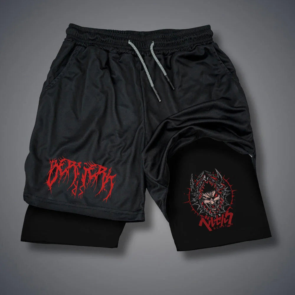 2 in 1 Compression Shorts Gym Workout Running Shorts with Phone Pockets