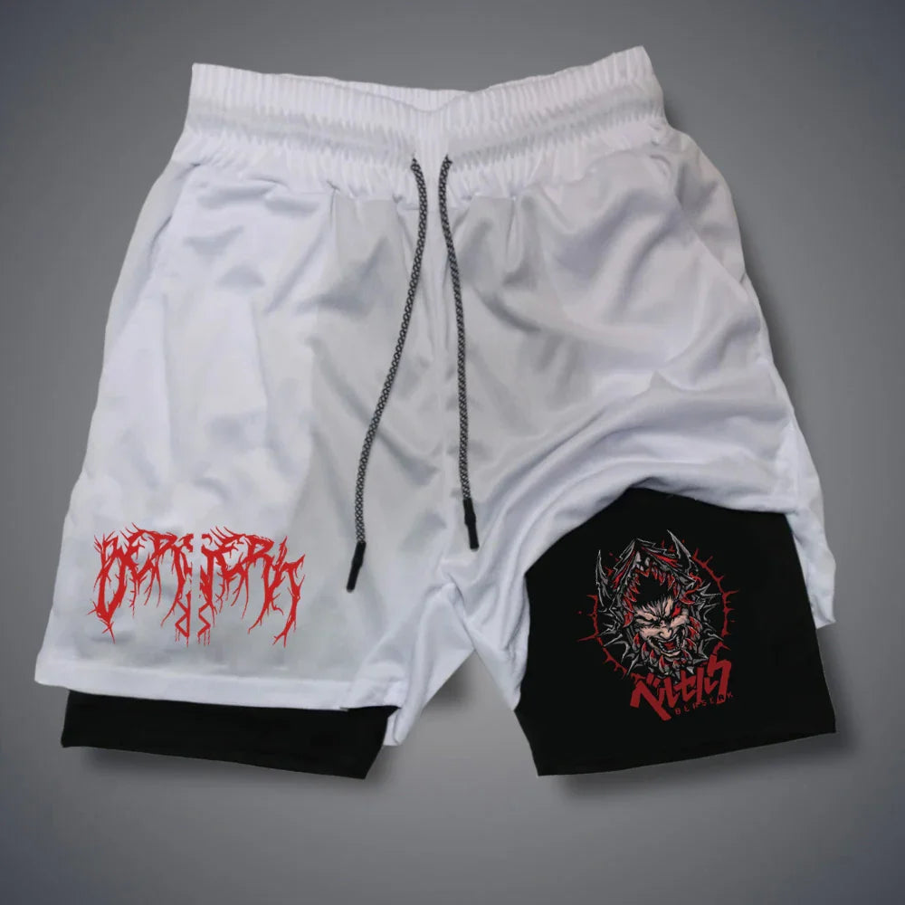 2 in 1 Compression Shorts Gym Workout Running Shorts with Phone Pockets