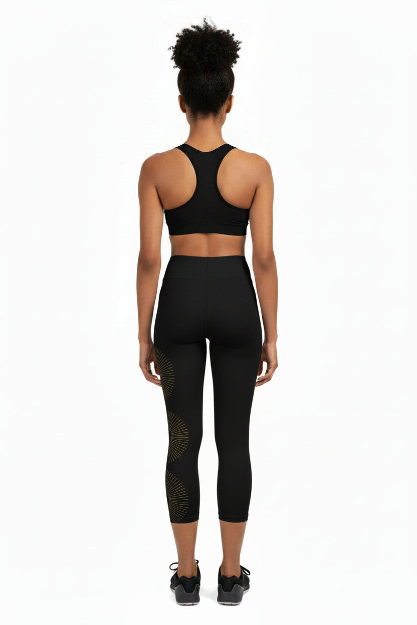 Golden Aura Yoga Capri Women's High-Waist Leggings