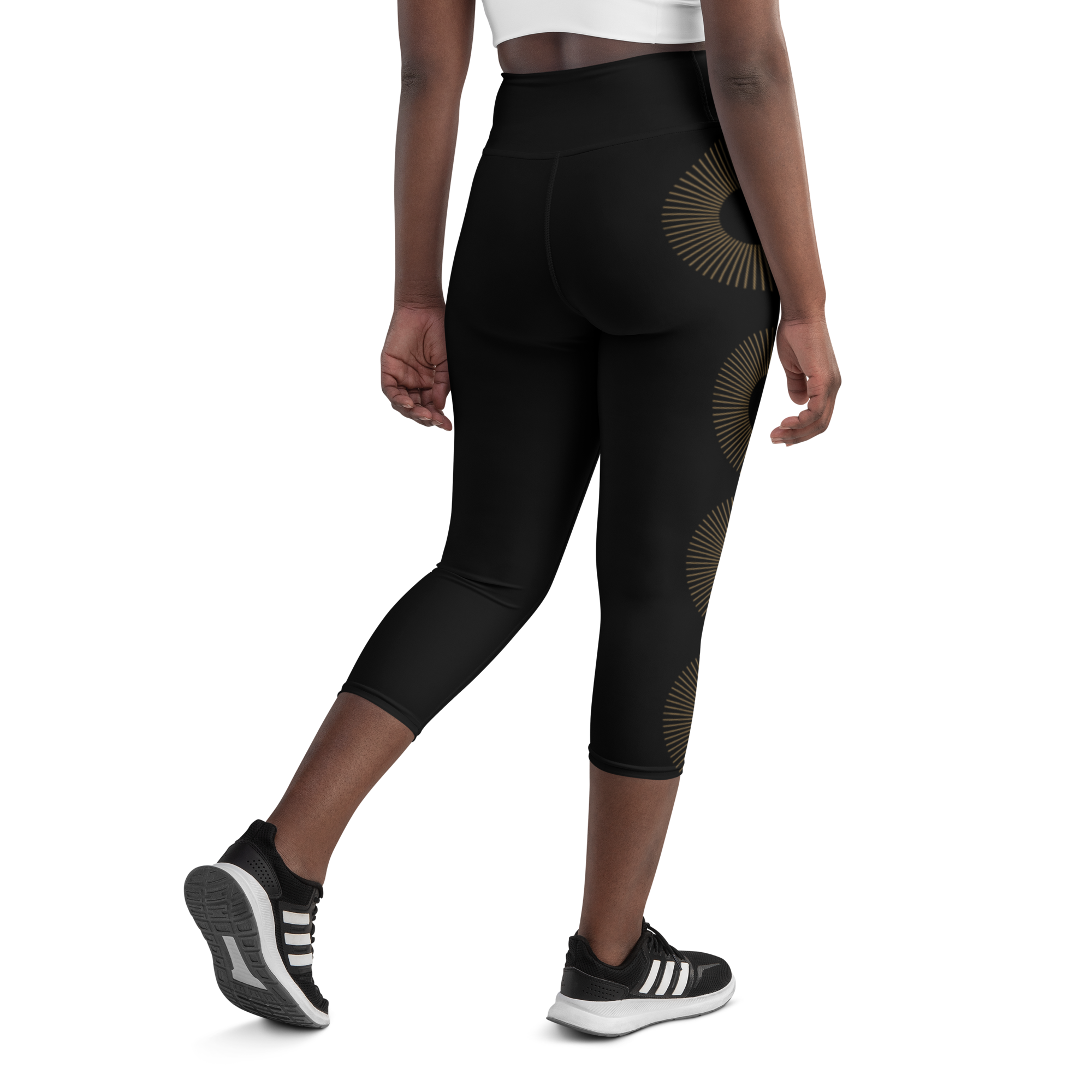 Golden Aura Yoga Capri Women's High-Waist Leggings
