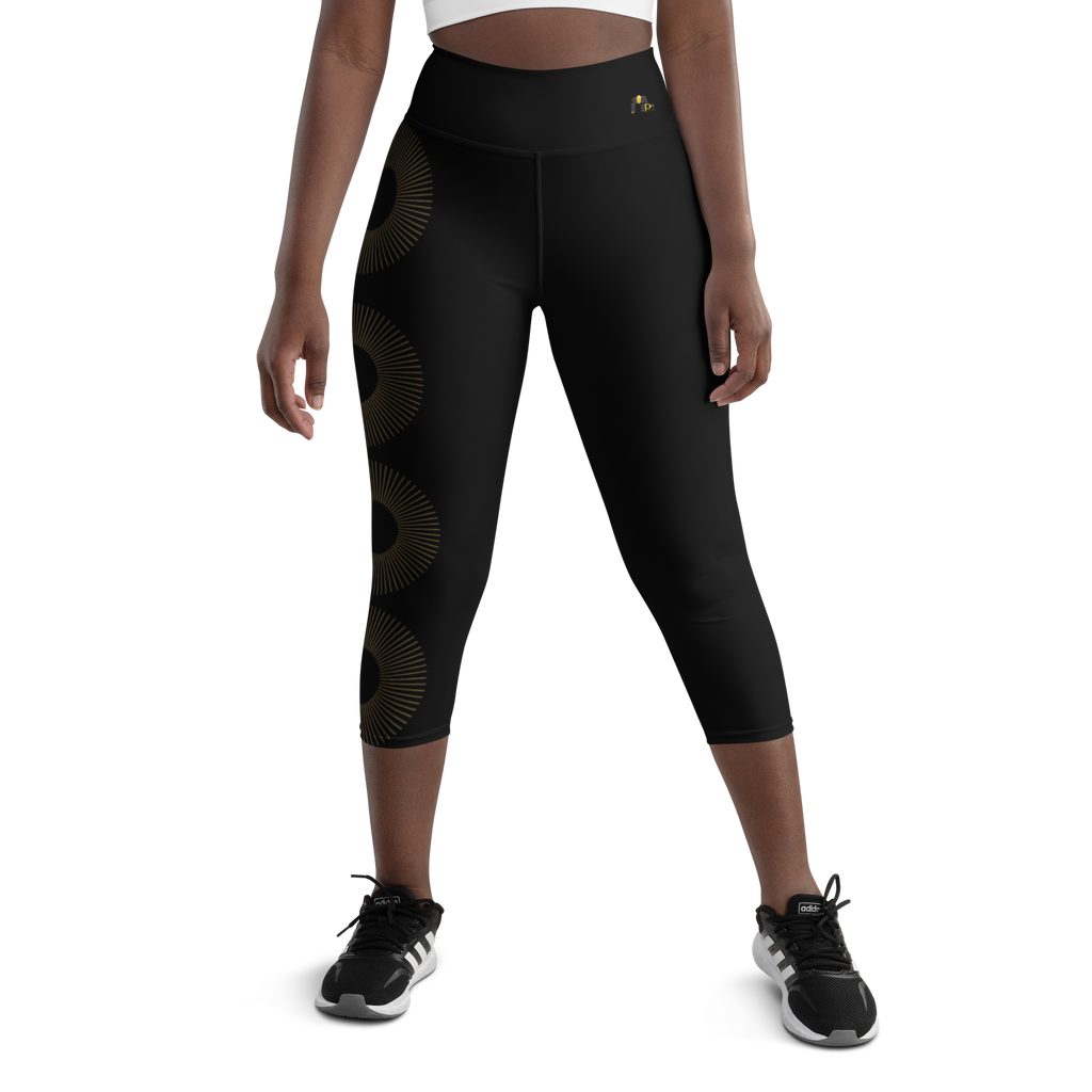 Golden Aura Yoga Capri Women's High-Waist Leggings