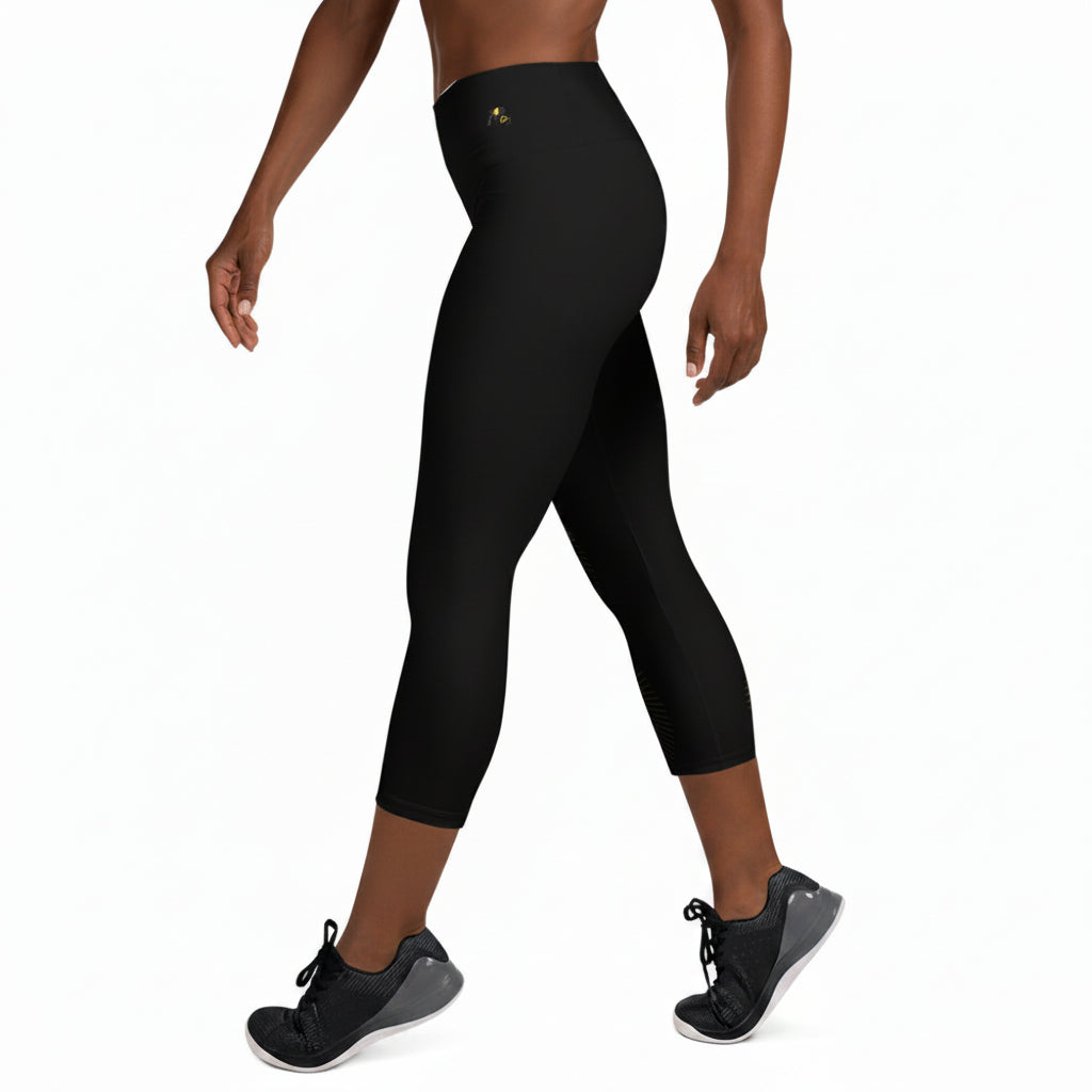 Golden Aura Yoga Capri Women's High-Waist Leggings