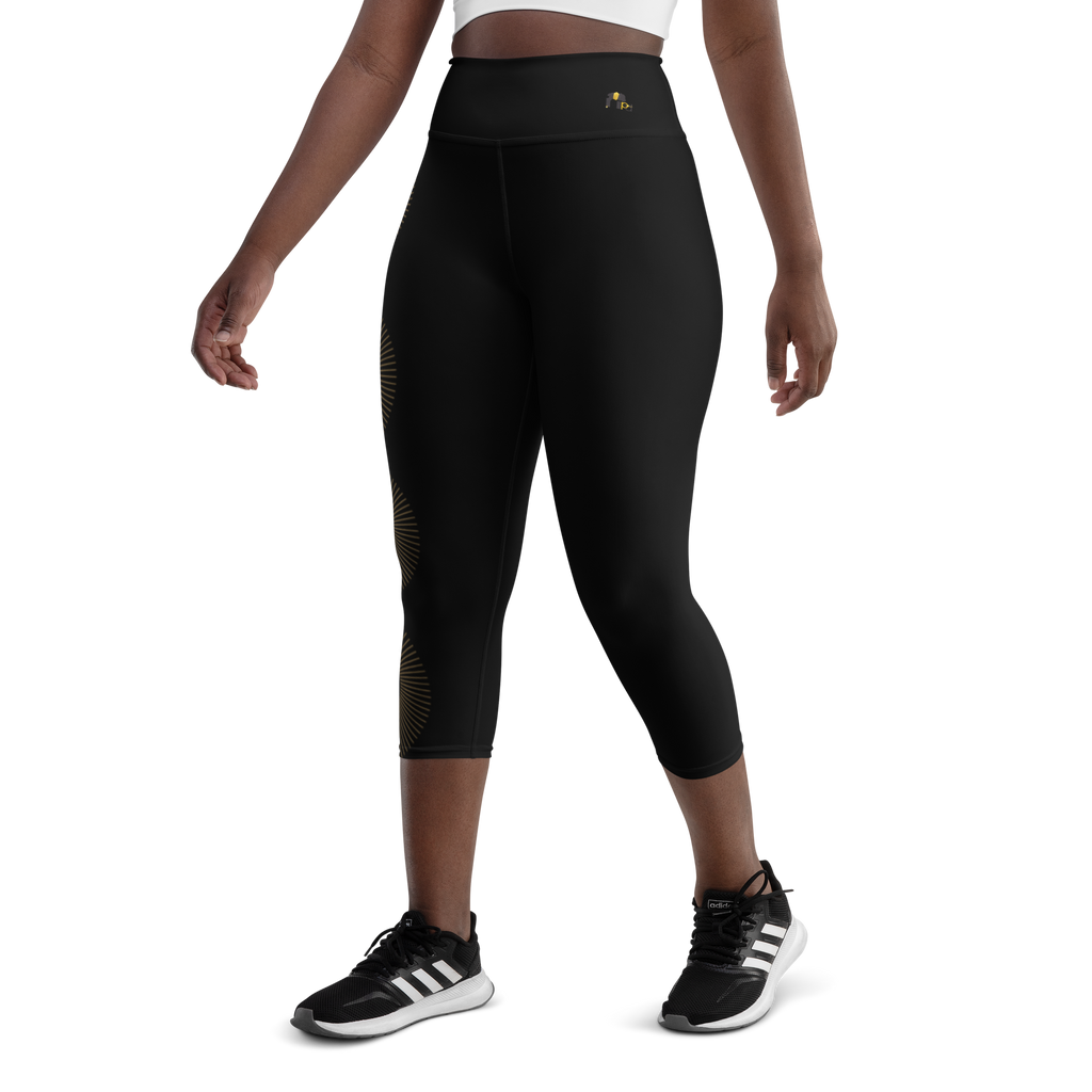 Golden Aura Yoga Capri Women's High-Waist Leggings