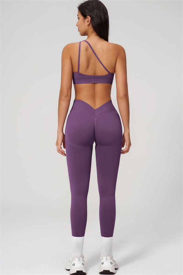 One-Shoulder Sports Bra Leggings 2-Piece Set