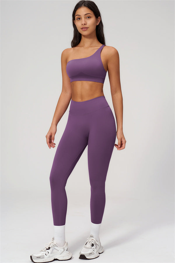 One-Shoulder Sports Bra Leggings 2-Piece Set