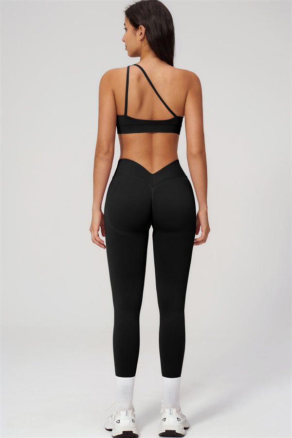 One-Shoulder Sports Bra Leggings 2-Piece Set