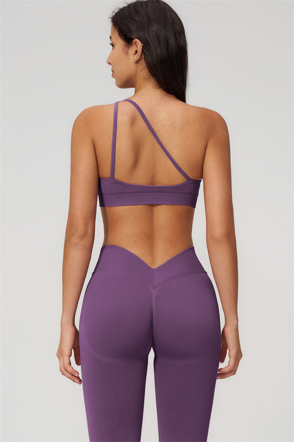 One-Shoulder Sports Bra Leggings 2-Piece Set