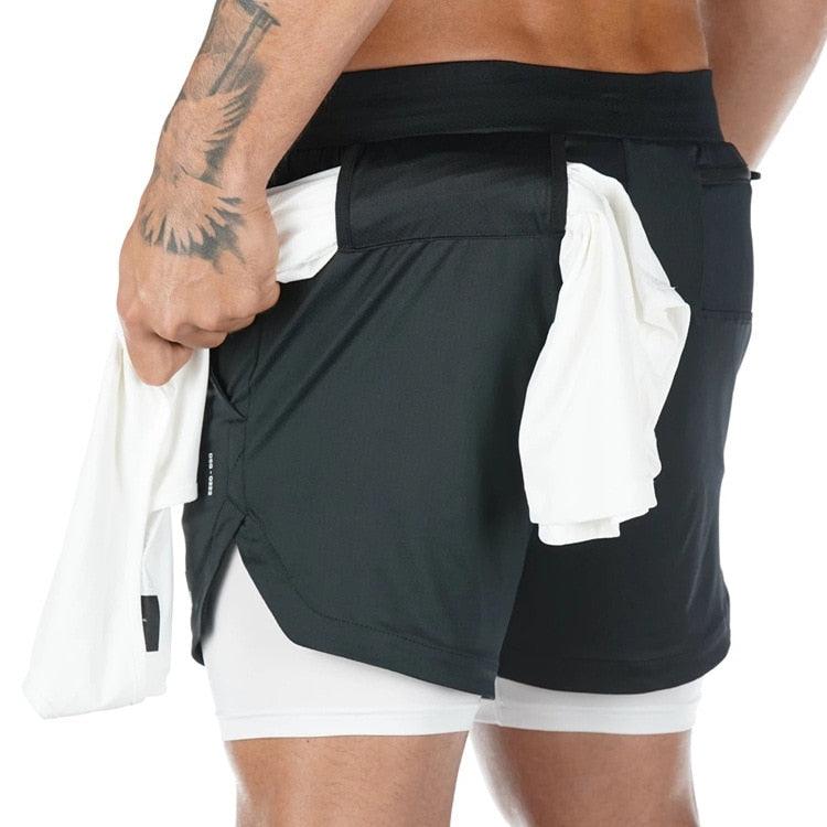 2 In 1 Quick Dry Workout Fitness Shorts