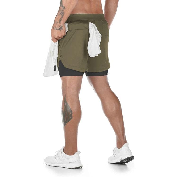 2 In 1 Quick Dry Workout Fitness Shorts