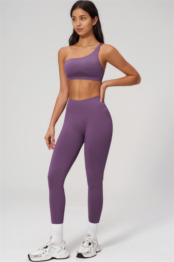 One-Shoulder Sports Bra Leggings 2-Piece Set