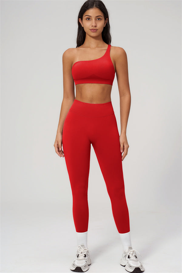 One-Shoulder Sports Bra Leggings 2-Piece Set