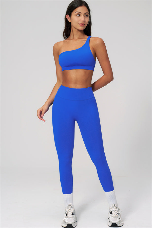 One-Shoulder Sports Bra Leggings 2-Piece Set