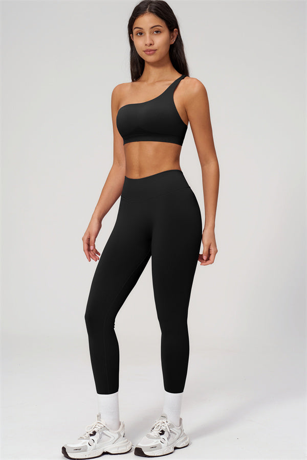 One-Shoulder Sports Bra Leggings 2-Piece Set
