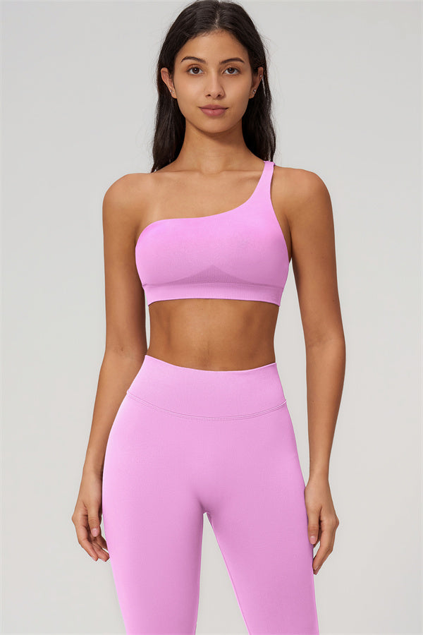 One-Shoulder Sports Bra Leggings 2-Piece Set