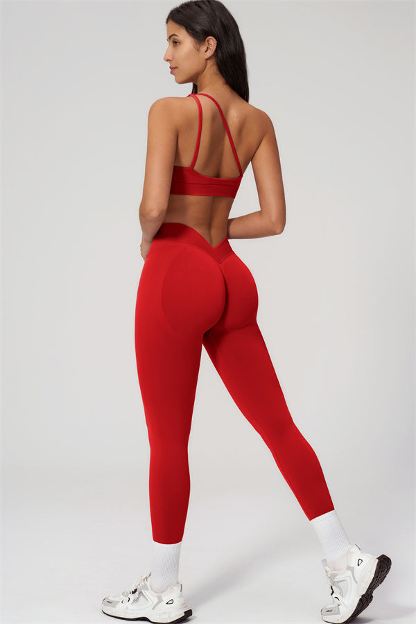 One-Shoulder Sports Bra Leggings 2-Piece Set